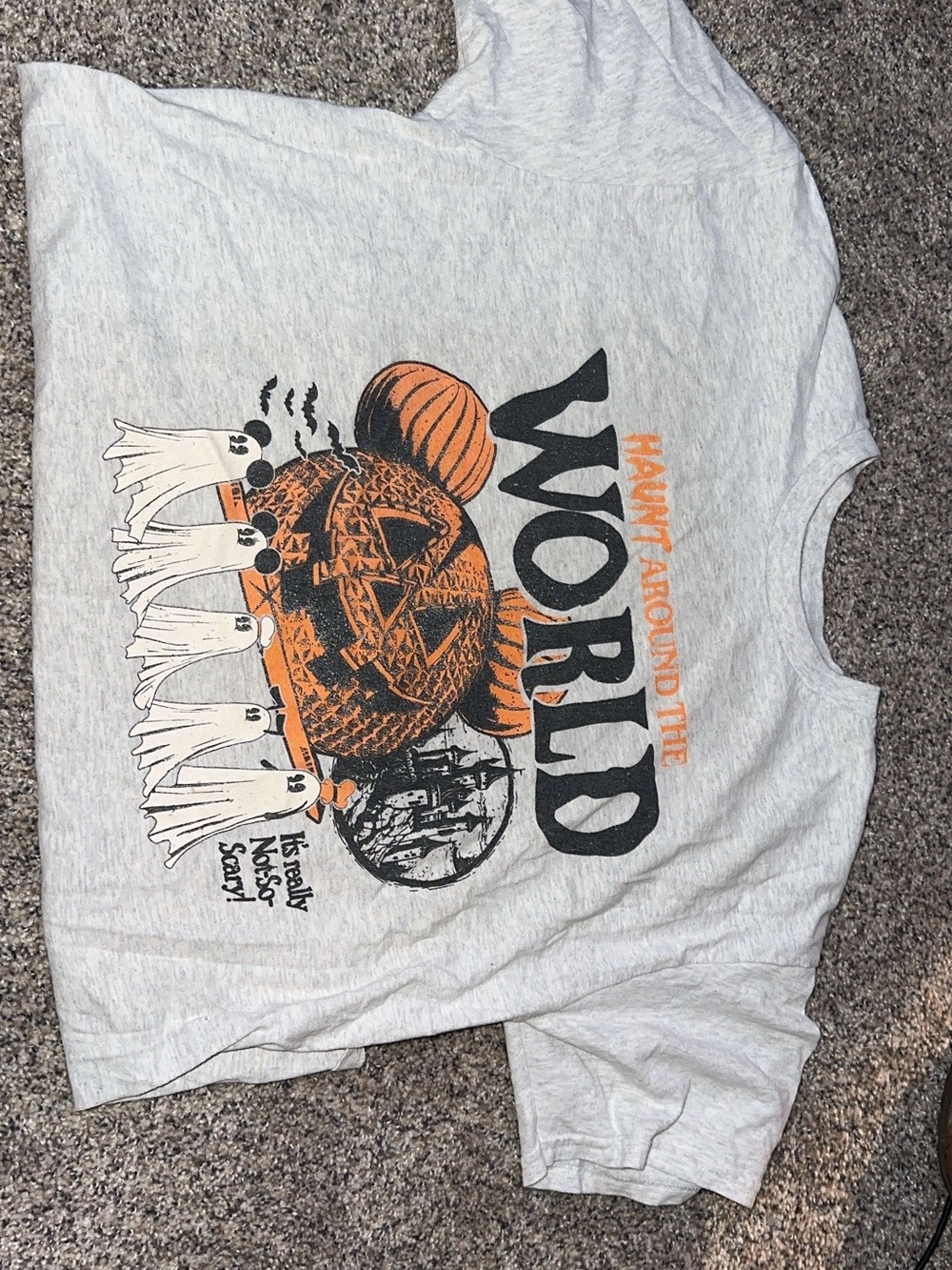 Haunt Around the World DISNEY Halloween Graphic Tee - Light Gray & Orange